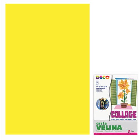 Carta velina 50x76 cm - busta 24 fogli - 20 g/m² Deco giallo 05311